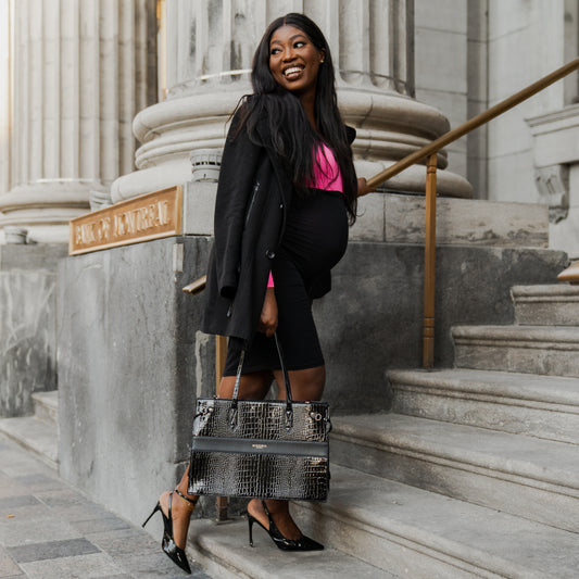 Miss Boss - Noir (Sac fourre-tout structuré en cuir végane effet croco)