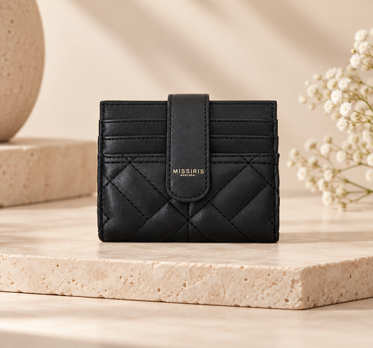 Miss Maria - Black (Vegan Leather Quilted Cardholder)