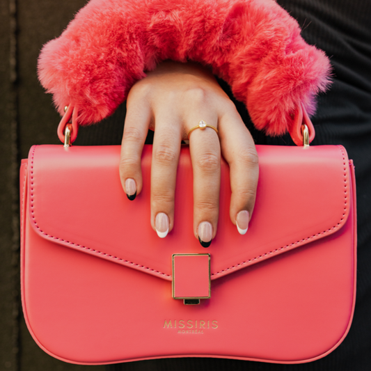 Miss Zuri - Pink (Vegan Leather Handbag with Removable Faux Fur Handle)