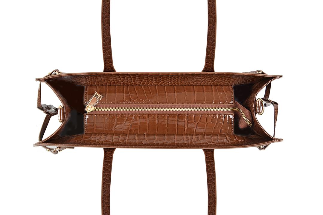 Miss Boss - Vegan Leather Tote Bag - Brown