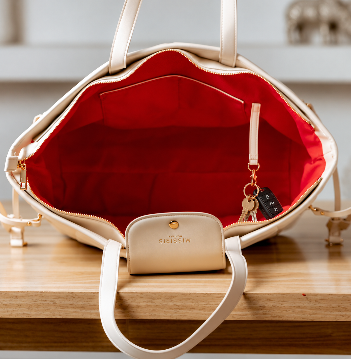Miss Jackie - Cream (Quilted Vegan Leather Tote Bag)