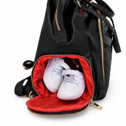 Miss Mama - Black (Vegan Leather diaper bag & backpack)