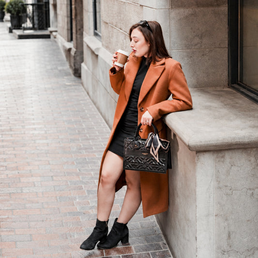 Miss Blair - Black (Structured Quilted Vegan Leather Handbag)