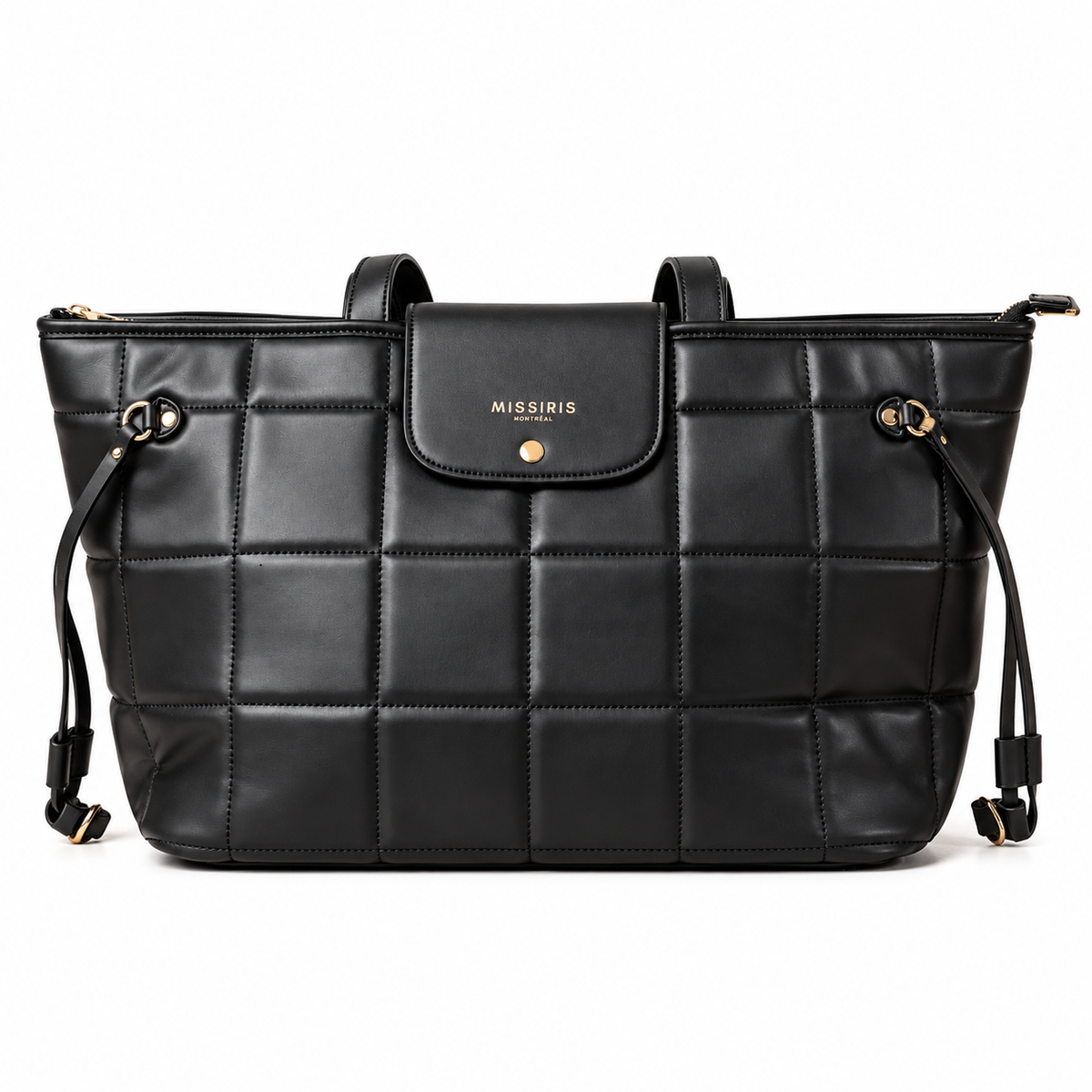 Miss Jackie - Black (Quilted Vegan Leather Tote Bag)