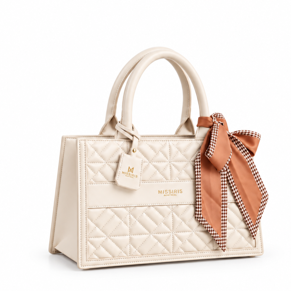 Miss Blair - Crème (Sac à main structuré et matelassé en cuir végane)