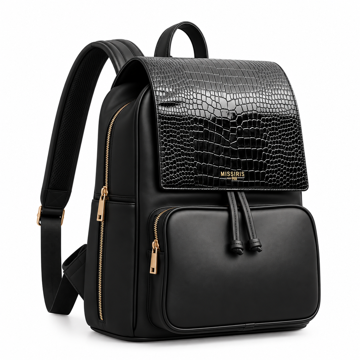 Miss Cleopatra - Black (Croc-Embossed Vegan Leather Backpack)