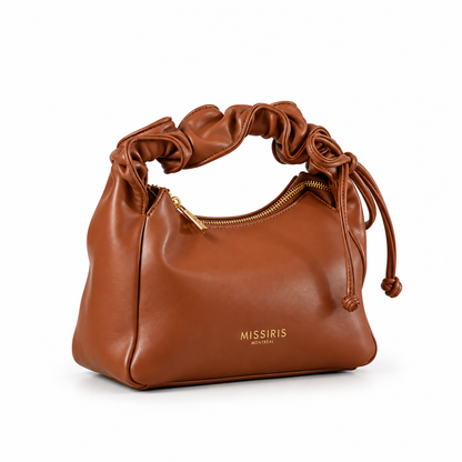 Miss Olivia - Marron (Sac à main en cuir végane avec anse extensible – Porté main ou épaule)