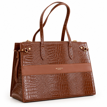 Miss Boss - Marron (Sac fourre-tout structuré en cuir végane effet croco)