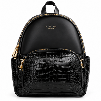 Miss Heidi - Noir (Mini sac à dos en cuir vegan avec sac banane amovible)