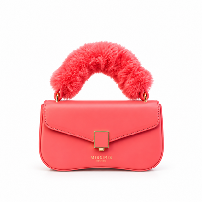 Miss Zuri - Rose (Sac à main en cuir végane avec ganse en fausse fourrure amovible)