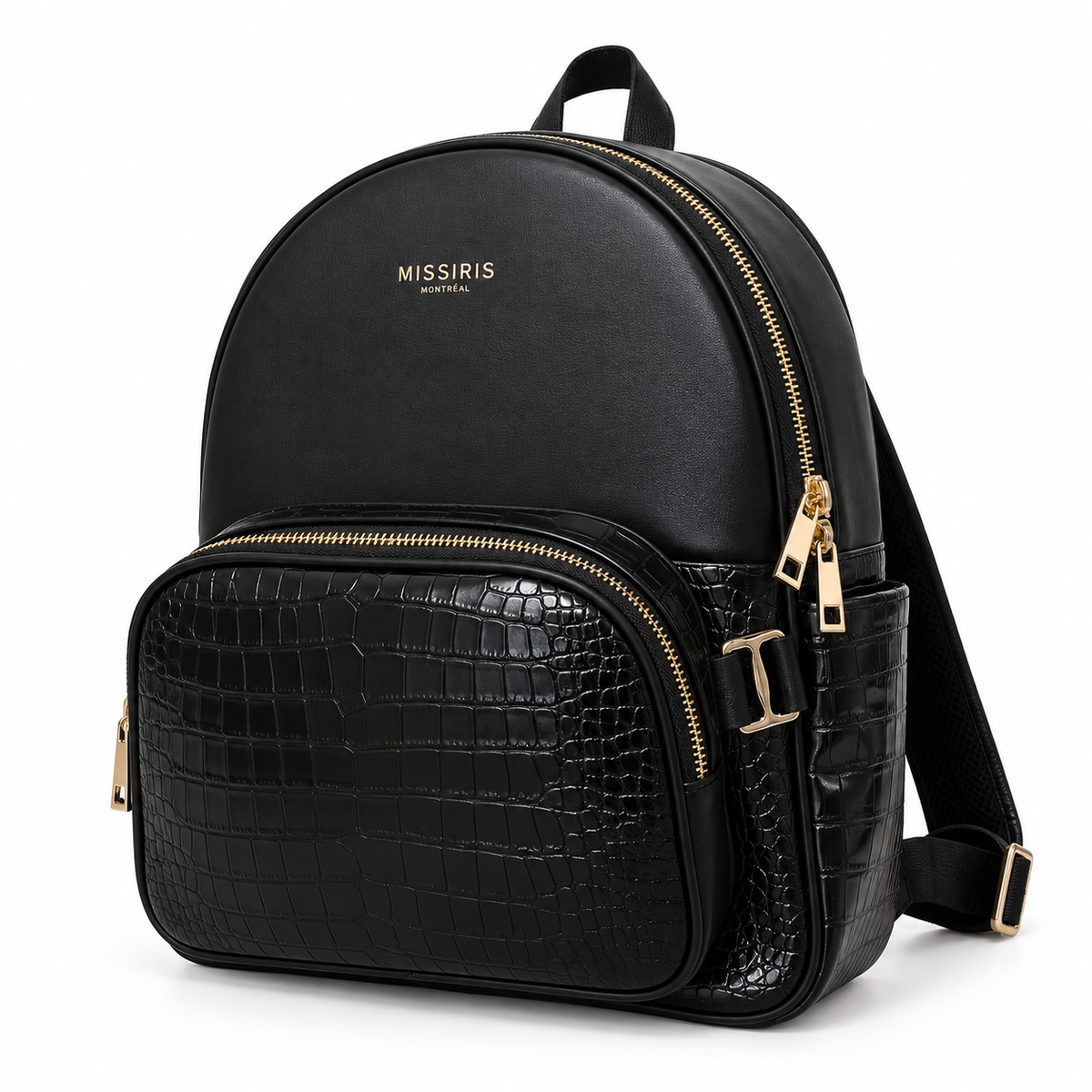 Miss Heidi - Noir (Mini sac à dos en cuir vegan avec sac banane amovible)