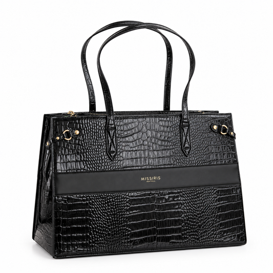 Miss Boss - Noir (Sac fourre-tout structuré en cuir végane effet croco)