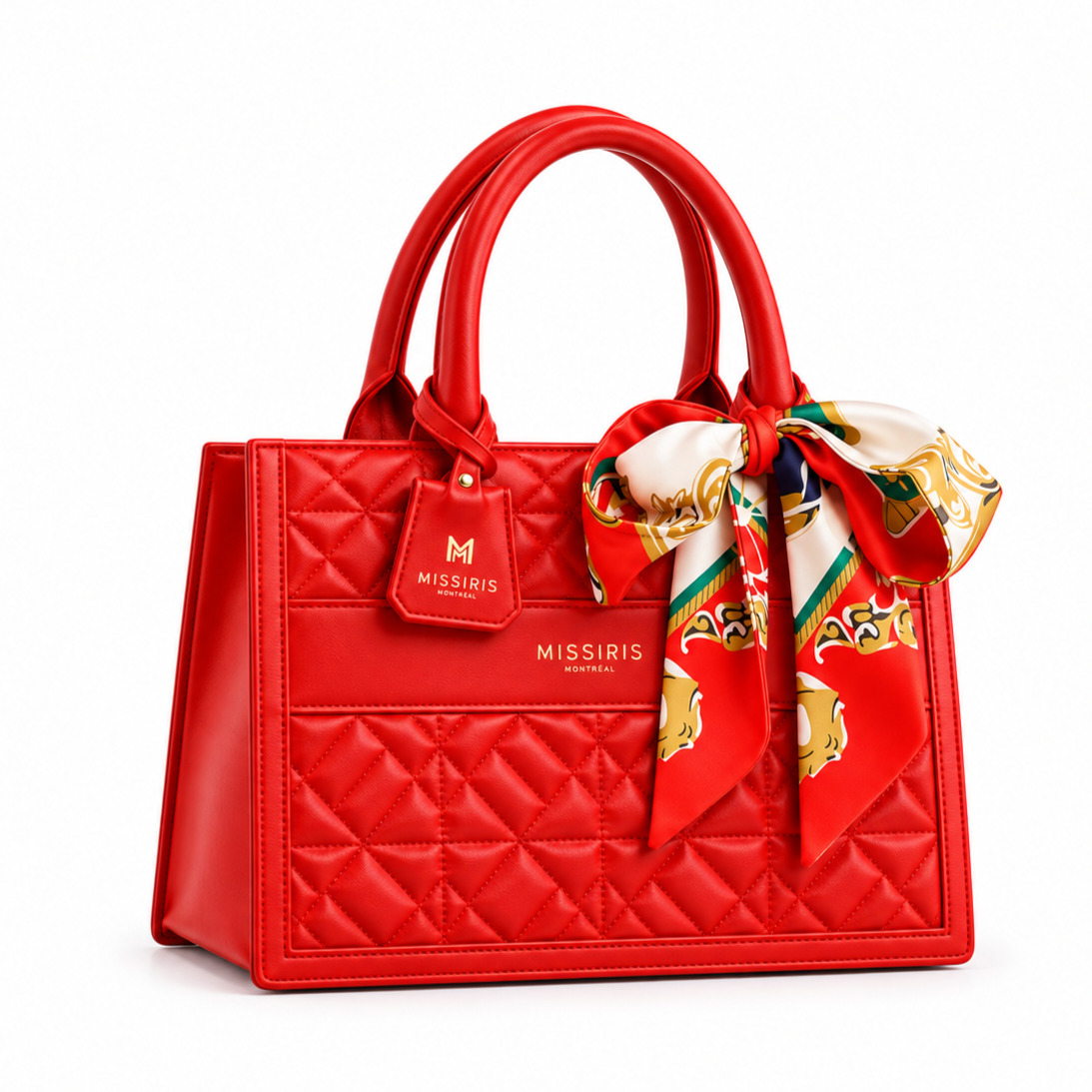 Miss Blair - Red (Structured Quilted Vegan Leather Handbag)