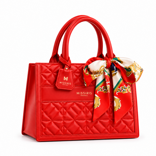Miss Blair - Red (Structured Quilted Vegan Leather Handbag)