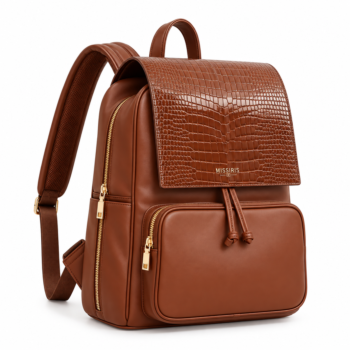 Miss Cleopatra - Brown (Croc-Embossed Vegan Leather Backpack)