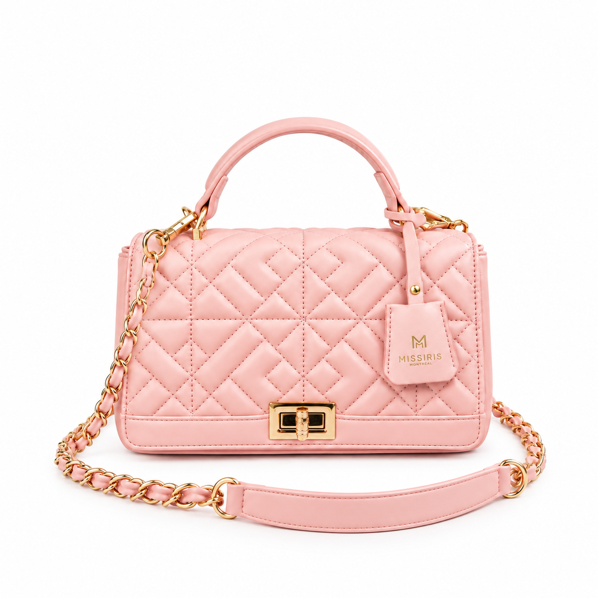 Miss Coco - Pink (Quilted Vegan Leather Handbag with Expandable Capacity)