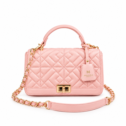 Miss Coco - Pink (Quilted Vegan Leather Handbag with Expandable Capacity)
