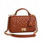 Miss Coco - Brown (Quilted Vegan Leather Handbag with Expandable Capacity)
