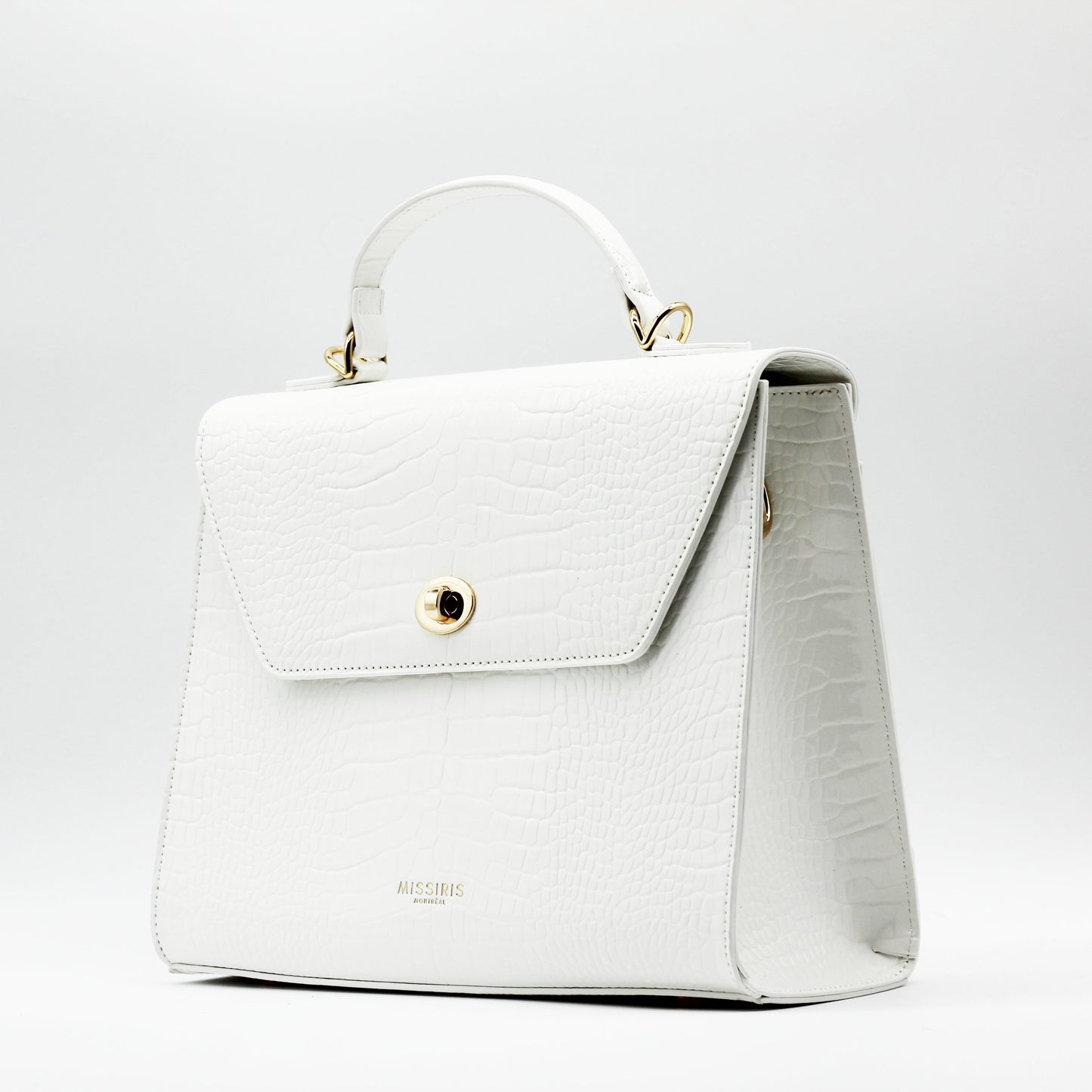Miss Aya - Vegan Leather Convertible Bag - Croco White